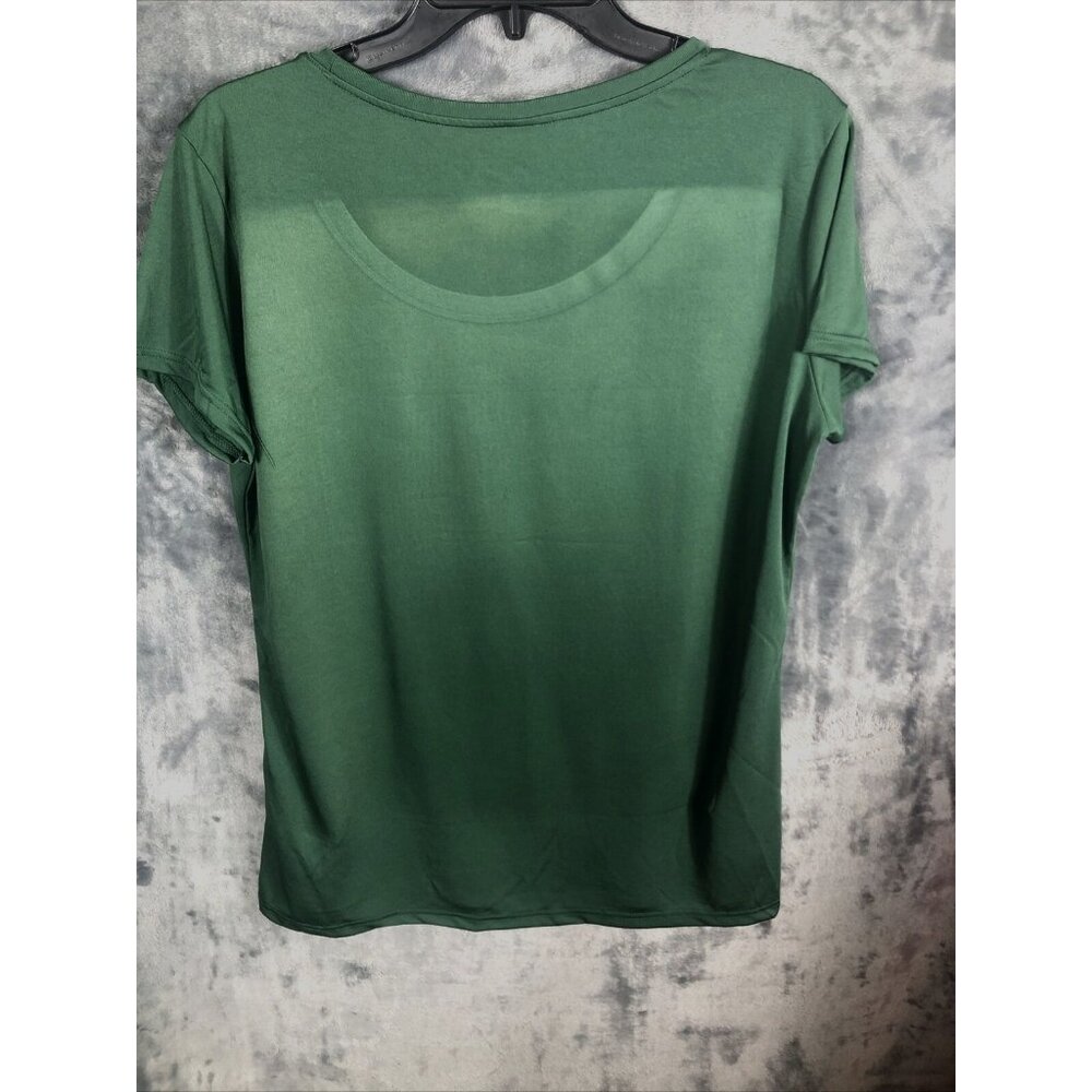 Gildan Natures Child Green Graphic T-Shirt Motorcycle Roses Design Womens Size X - Picture 6 of 7